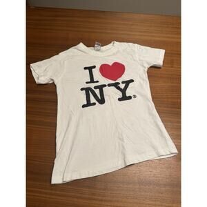 I Love NY White T-Shirt Youth Medium Office License 100% Pure Cotton, Washed